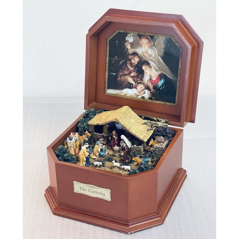 Sankyo Nativity Heirloom Music Box  Silent Night Adolfo Simeone 2005 Numbered